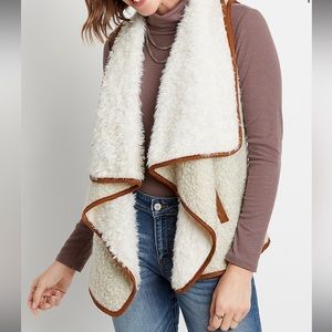 Faux fur cascade open front vest - S/M